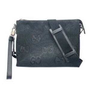 Gucci Jumbo GG Messenger Bag Black Canvas